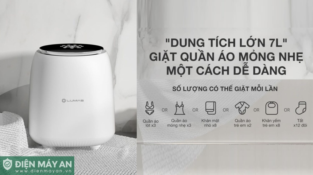 Máy giặt đồ cá nhân mini Lumias 7 lít WS268